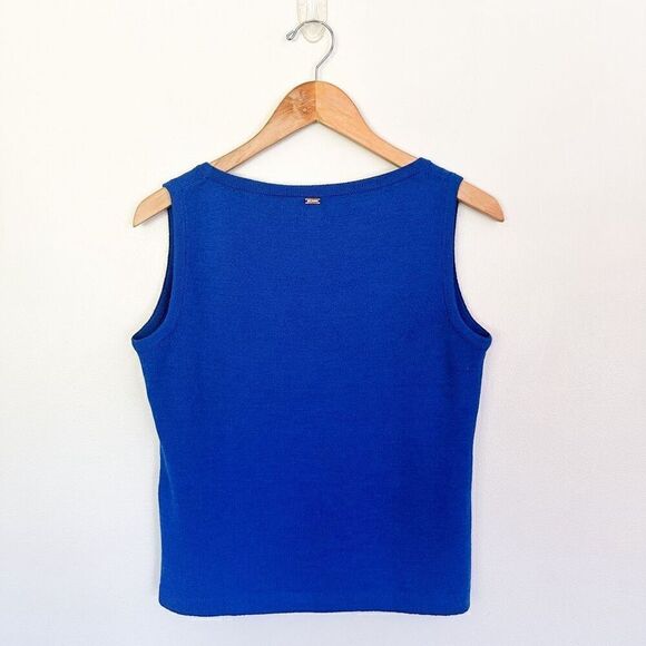 St. John Sport Vintage Women’s Santana Knit Scoop Neck Cobalt Blue Shell Tank To - Picture 2 of 7